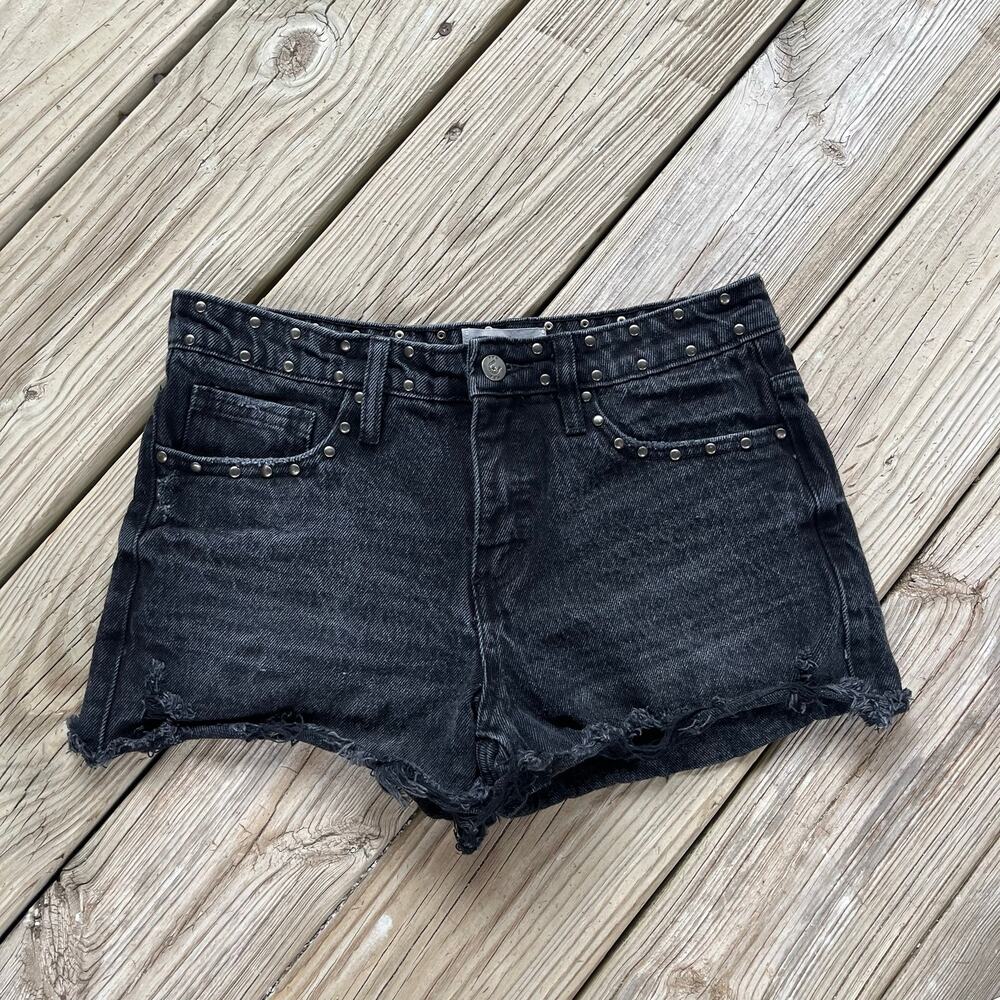 Austin Landing Women's Black Studded Denim Cut Off Shorts Size 27"